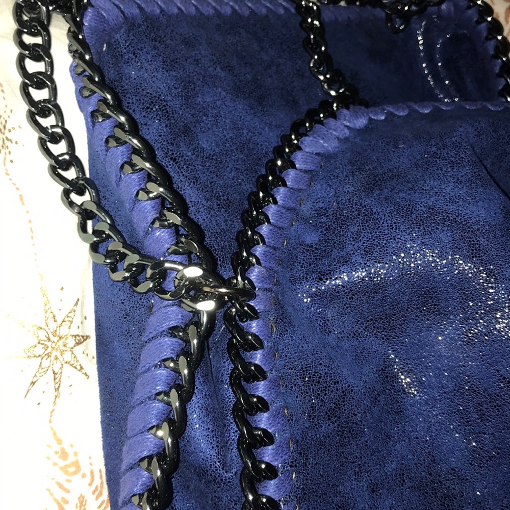 Navy Falabella Shaggy Deer Big Tote - Picture 2 of 3